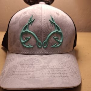 Realtree Gray and Black Hat with Teal Design